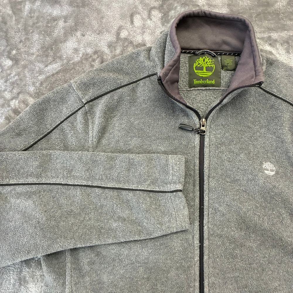Timberland Jacket Mens Sz.Small Gray Fleece Full Zip Outdoor Hiking Camping Coat